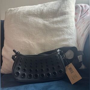 NWT Steve Madden Black Bagata Bag with circle accents mini purse